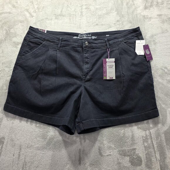Gloria Vanderbilt Shorts Womens 24W Black Pleated High-Rise Relaxed Leg Slimming - Picture 1 of 9